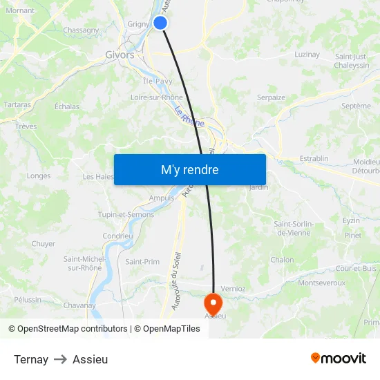 Ternay to Assieu map