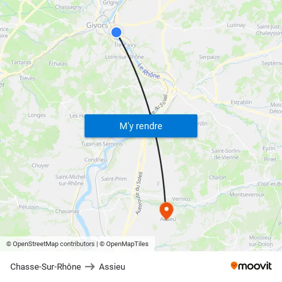Chasse-Sur-Rhône to Assieu map