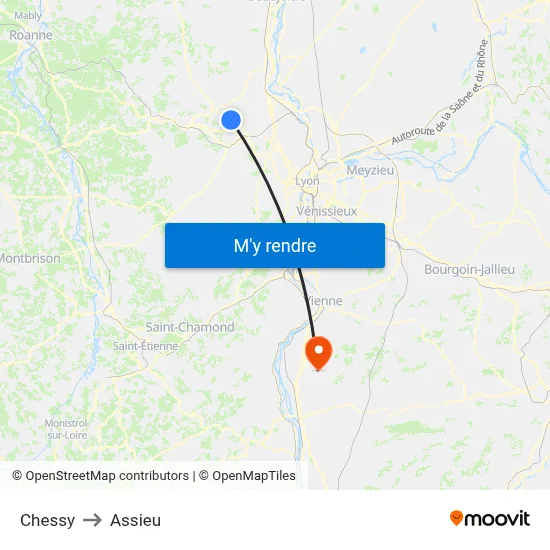Chessy to Assieu map