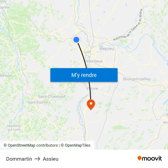 Dommartin to Assieu map