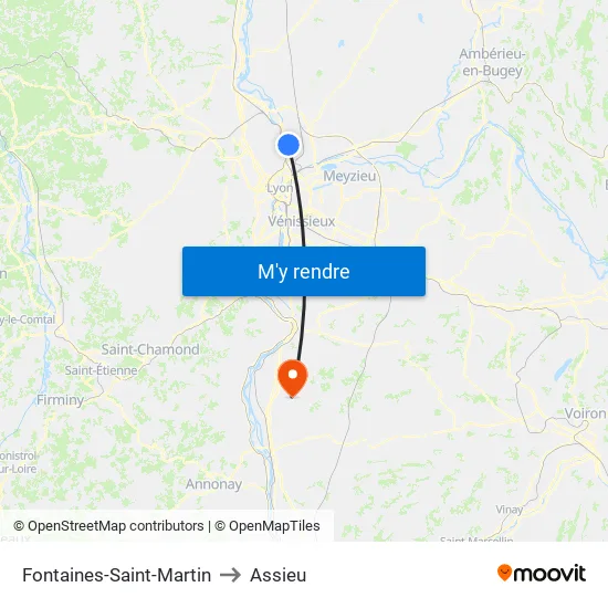 Fontaines-Saint-Martin to Assieu map