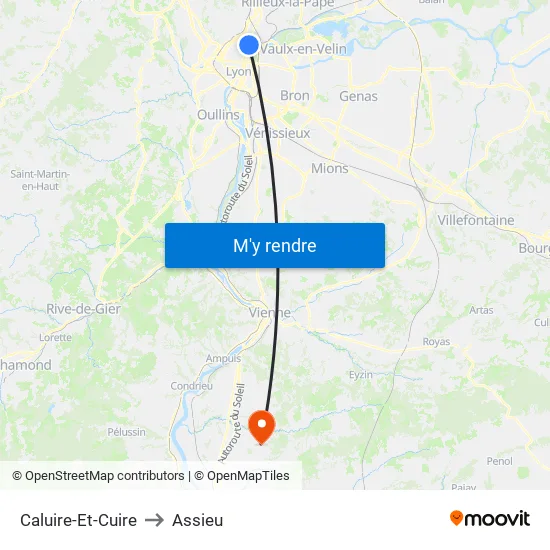 Caluire-Et-Cuire to Assieu map