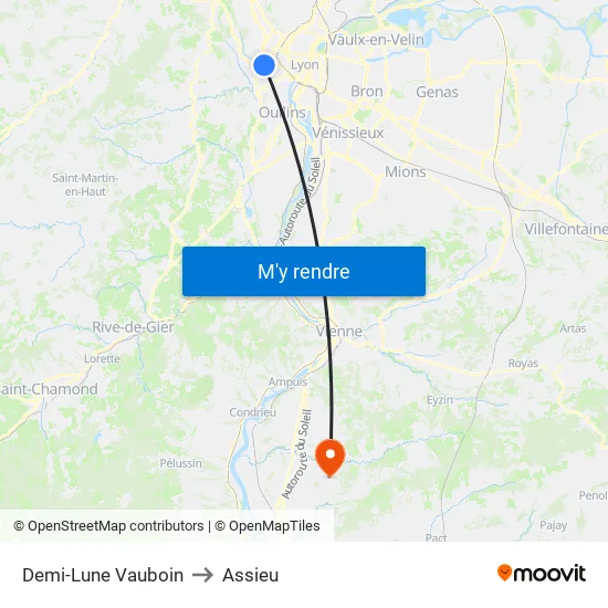 Demi-Lune Vauboin to Assieu map