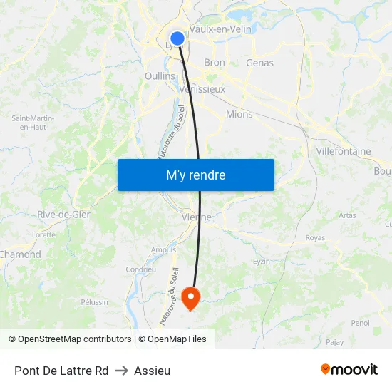 Pont De Lattre Rd to Assieu map