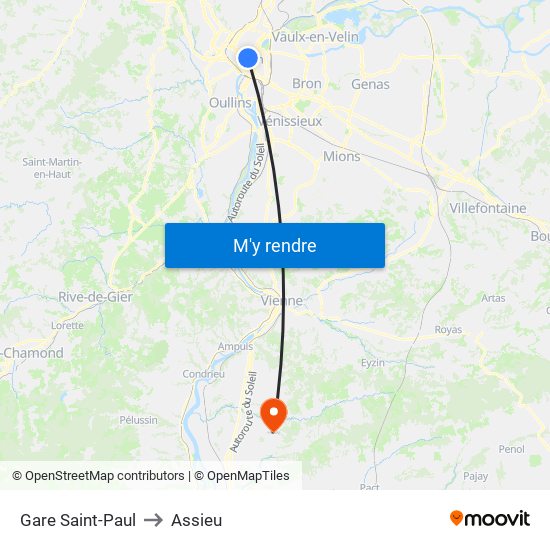 Gare Saint-Paul to Assieu map