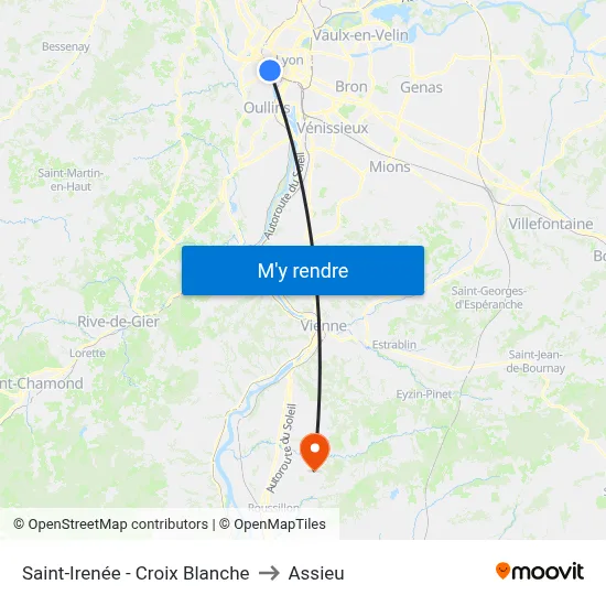 Saint-Irenée - Croix Blanche to Assieu map