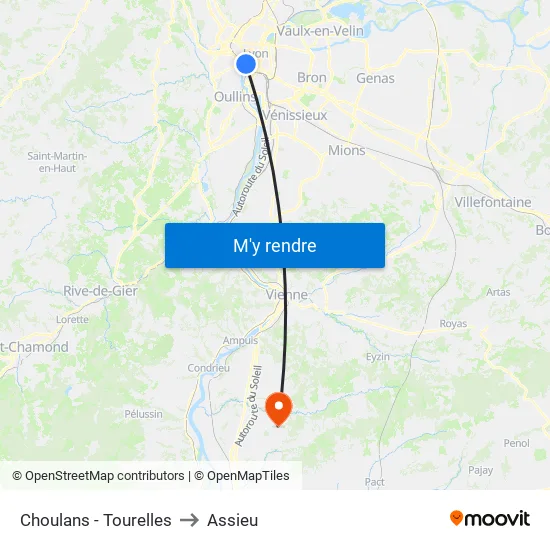 Choulans - Tourelles to Assieu map