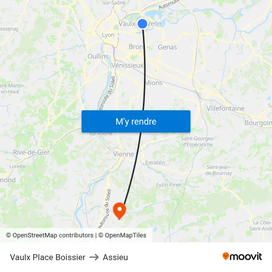 Vaulx Place Boissier to Assieu map