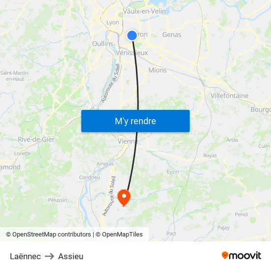 Laënnec to Assieu map