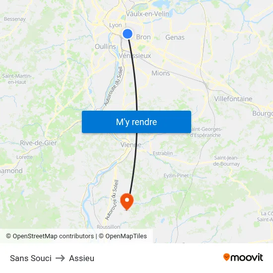 Sans Souci to Assieu map