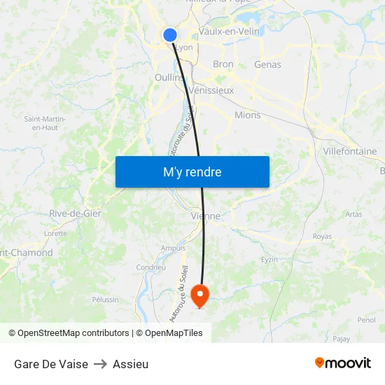 Gare De Vaise to Assieu map