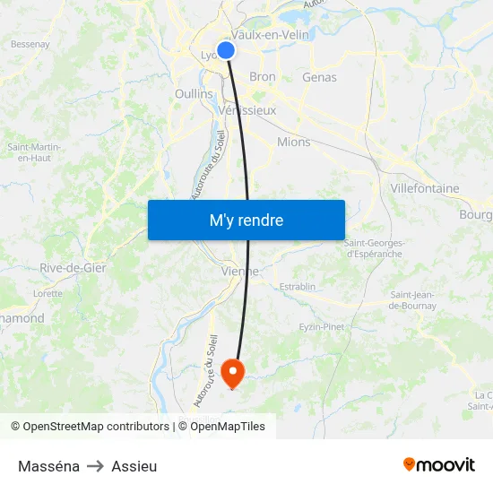 Masséna to Assieu map