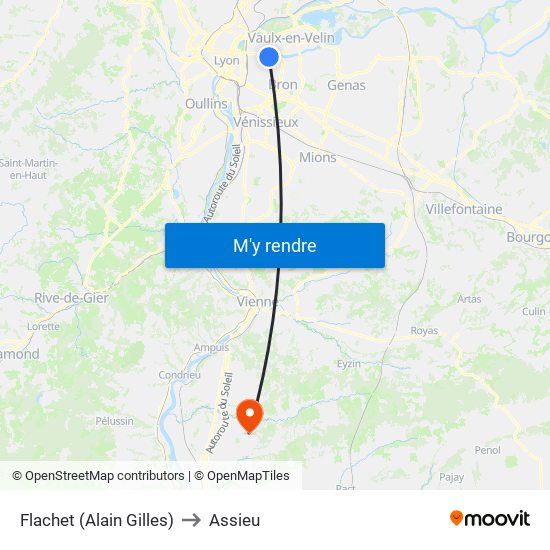 Flachet (Alain Gilles) to Assieu map