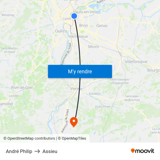 André Philip to Assieu map