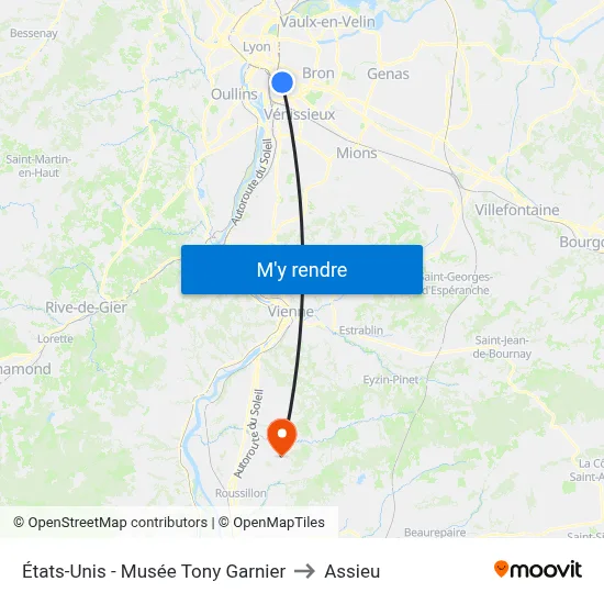 États-Unis - Musée Tony Garnier to Assieu map