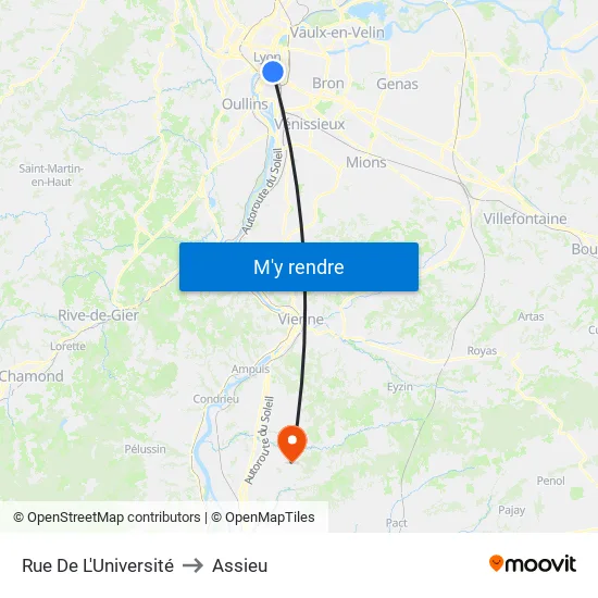 Rue De L'Université to Assieu map