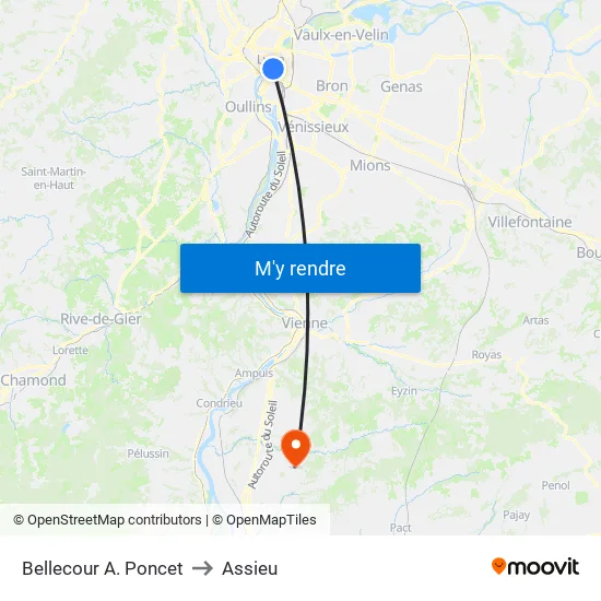 Bellecour A. Poncet to Assieu map