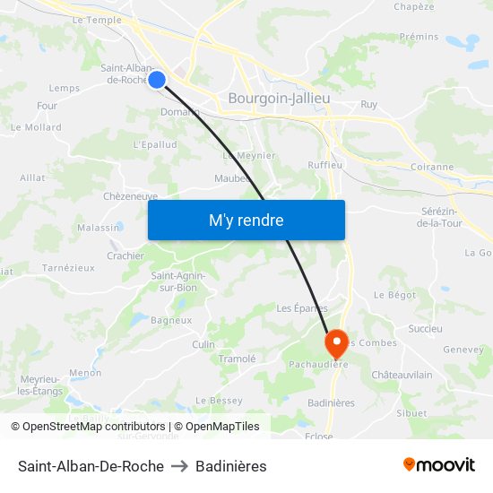 Saint-Alban-De-Roche to Badinières map
