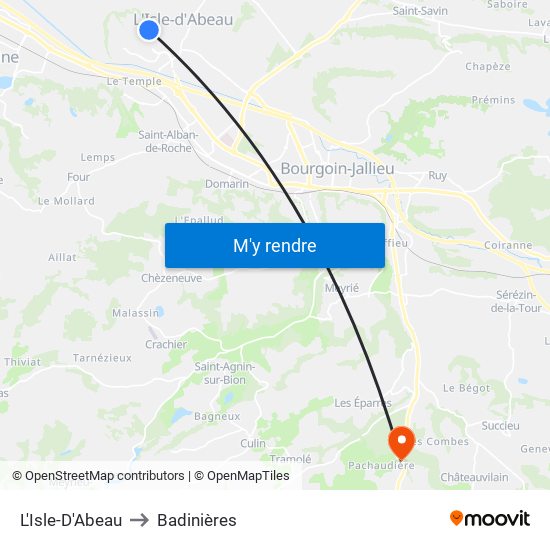 L'Isle-D'Abeau to Badinières map