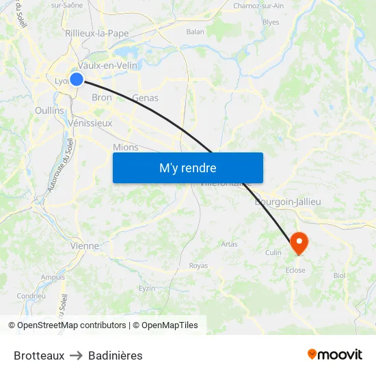 Brotteaux to Badinières map