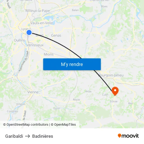 Garibaldi to Badinières map