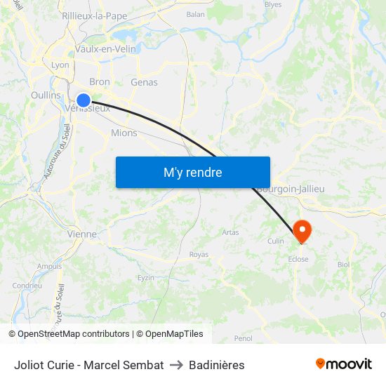 Joliot Curie - Marcel Sembat to Badinières map