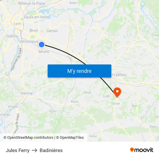 Jules Ferry to Badinières map