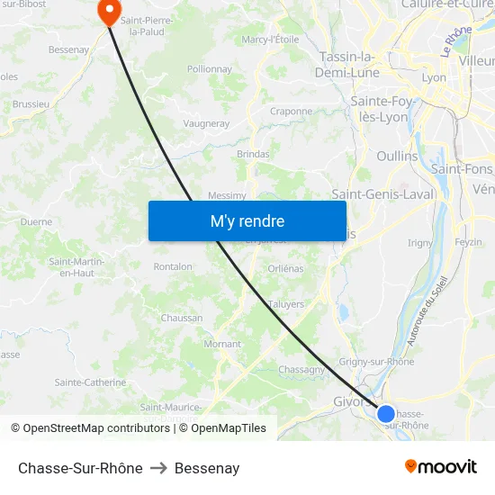 Chasse-Sur-Rhône to Bessenay map