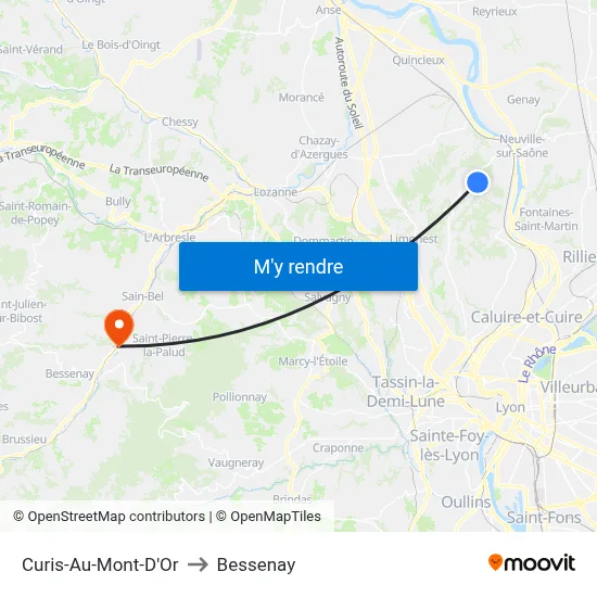 Curis-Au-Mont-D'Or to Bessenay map