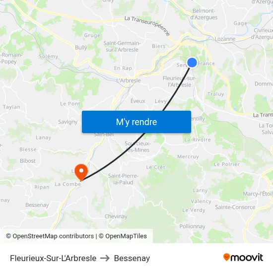Fleurieux-Sur-L'Arbresle to Bessenay map