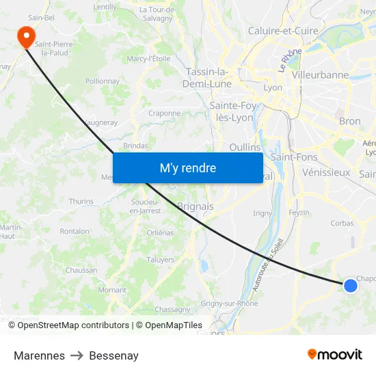 Marennes to Bessenay map