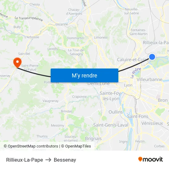 Rillieux-La-Pape to Bessenay map