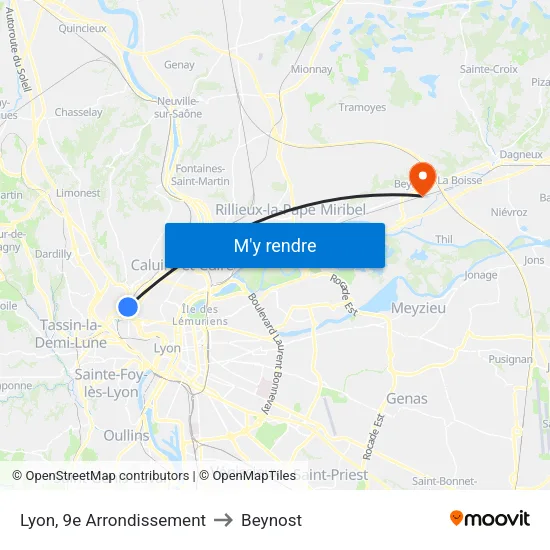 Lyon, 9e Arrondissement to Beynost map