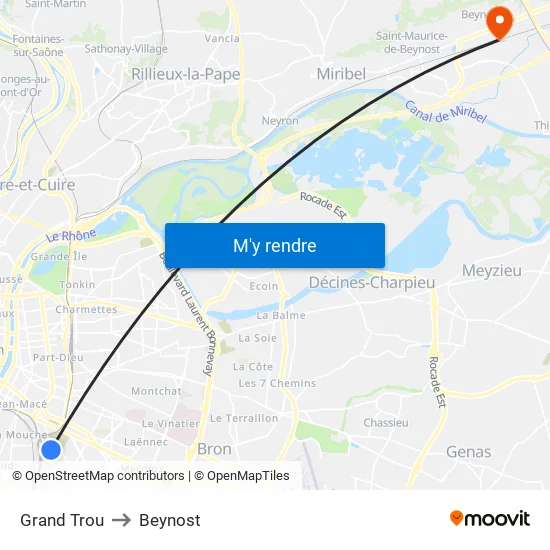 Grand Trou to Beynost map