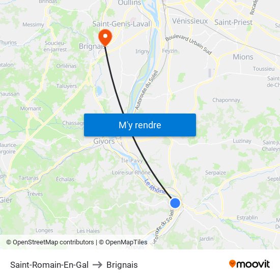 Saint-Romain-En-Gal to Brignais map