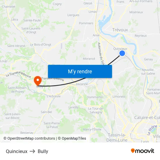 Quincieux to Bully map