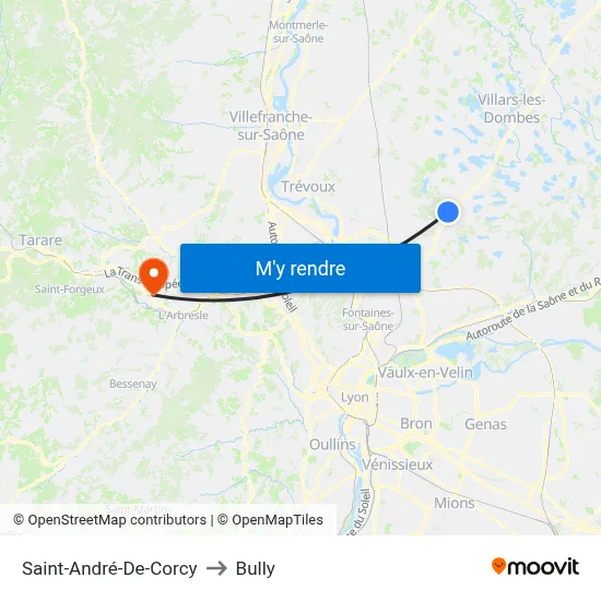 Saint-André-De-Corcy to Bully map