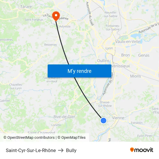 Saint-Cyr-Sur-Le-Rhône to Bully map