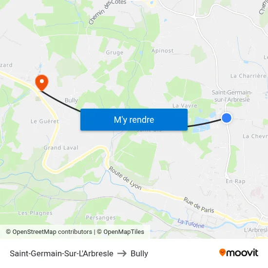 Saint-Germain-Sur-L'Arbresle to Bully map