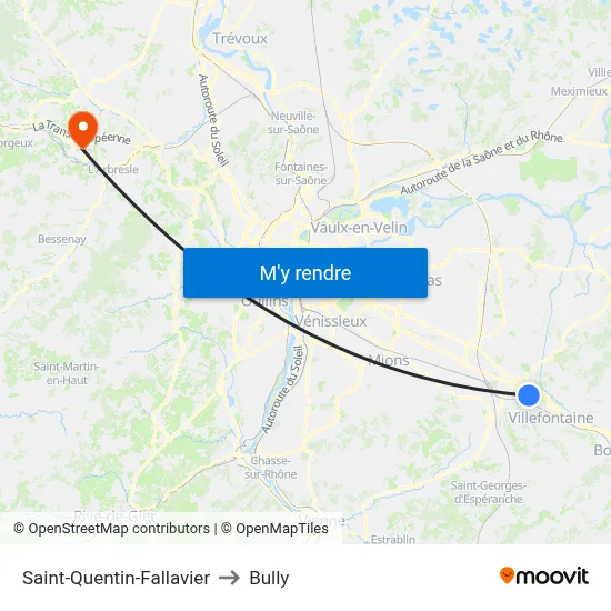Saint-Quentin-Fallavier to Bully map
