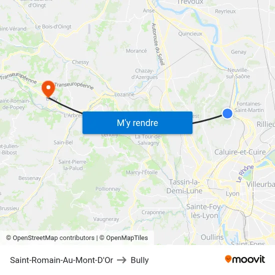 Saint-Romain-Au-Mont-D'Or to Bully map