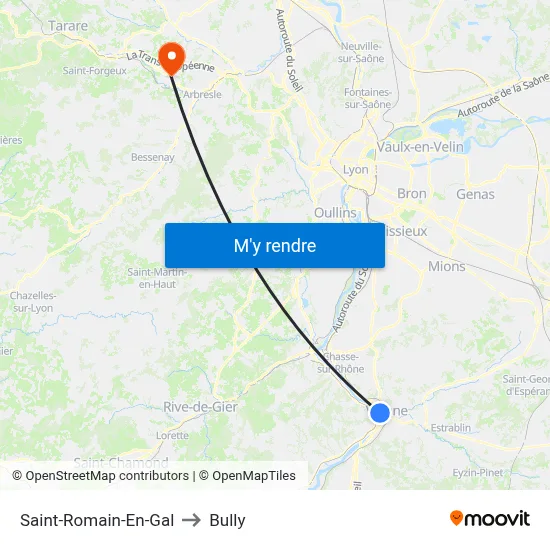 Saint-Romain-En-Gal to Bully map