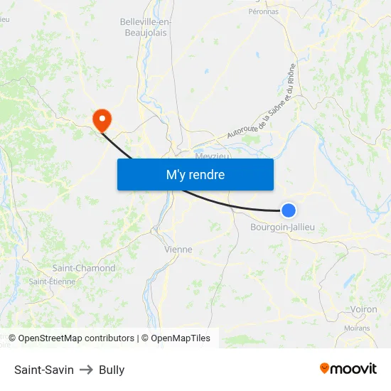 Saint-Savin to Bully map