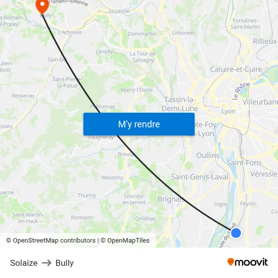Solaize to Bully map