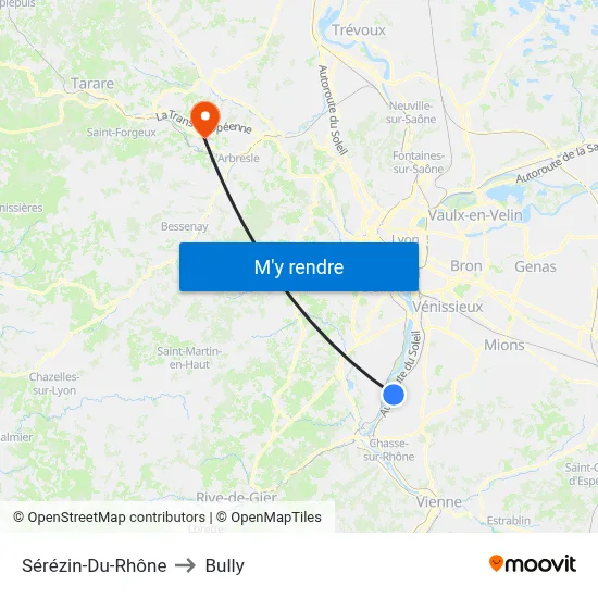 Sérézin-Du-Rhône to Bully map