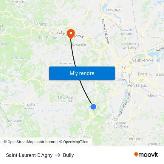 Saint-Laurent-D'Agny to Bully map