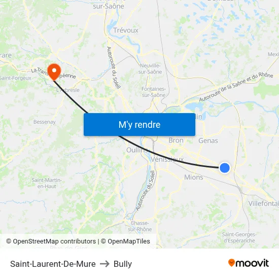 Saint-Laurent-De-Mure to Bully map