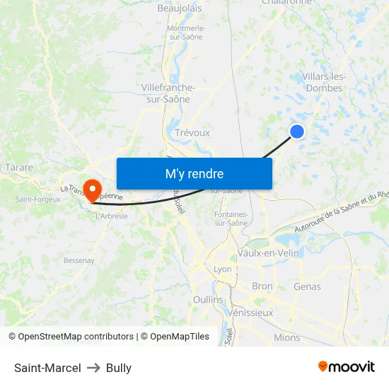 Saint-Marcel to Bully map