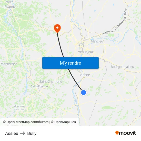 Assieu to Bully map