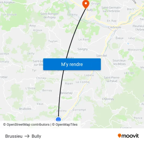 Brussieu to Bully map